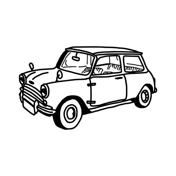 Ilustração vetor desenhado à mão doodle de carro retro isolado no fundo branco — Vetor de Stock