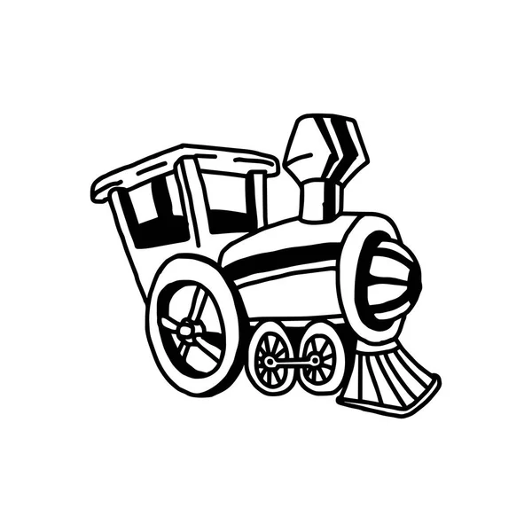 Ilustración vector dibujado a mano garabato de tren locomotora aislado sobre fondo blanco — Archivo Imágenes Vectoriales