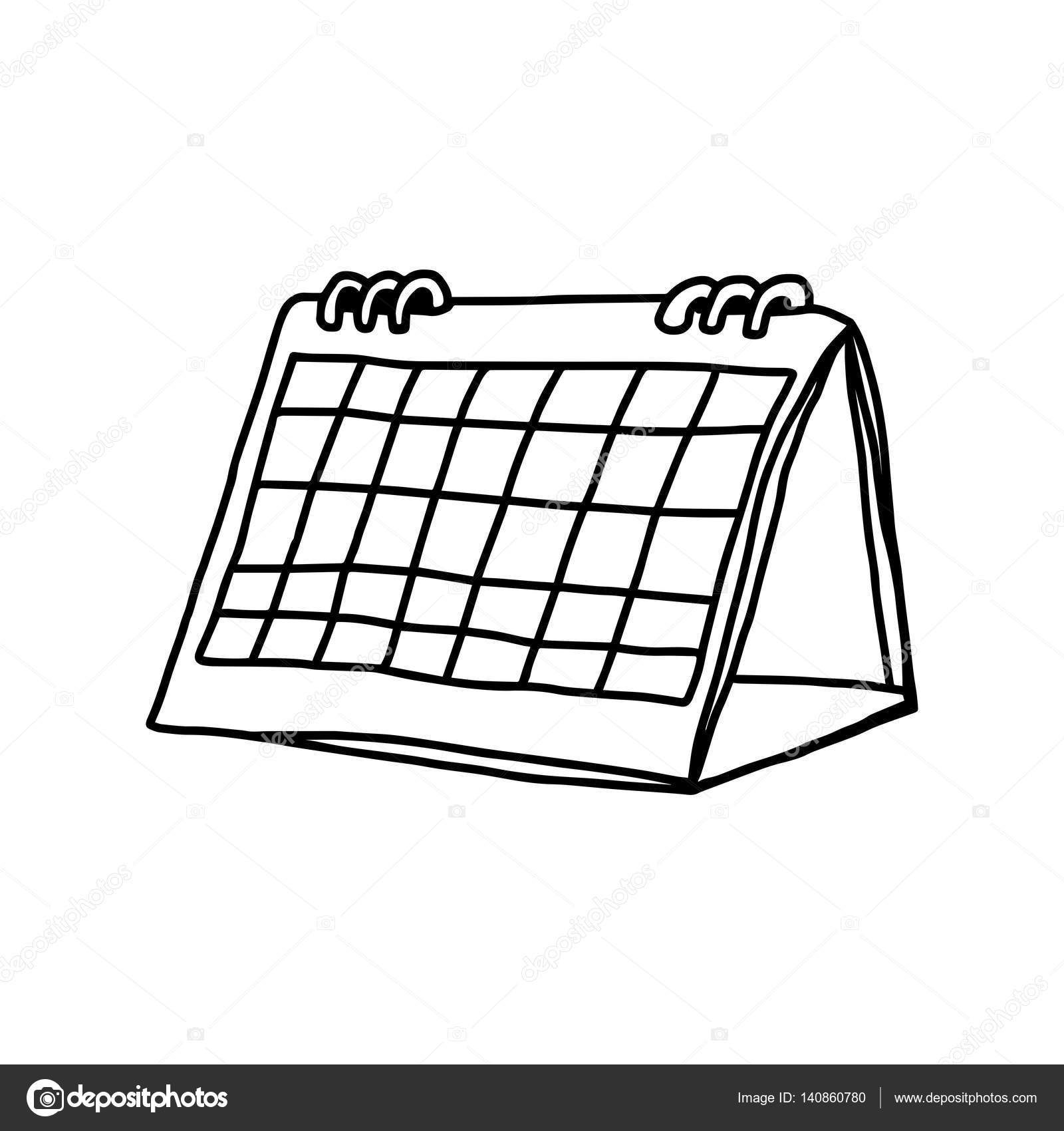 Vector illustration hand drawn sketch of blank desk spiral calendar ...