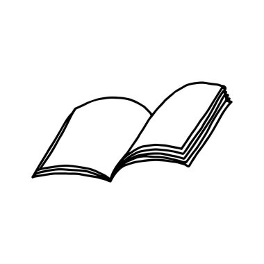 vektör çizim el beyaz arka plan üzerinde izole boş açık defter çizilmiş kroki