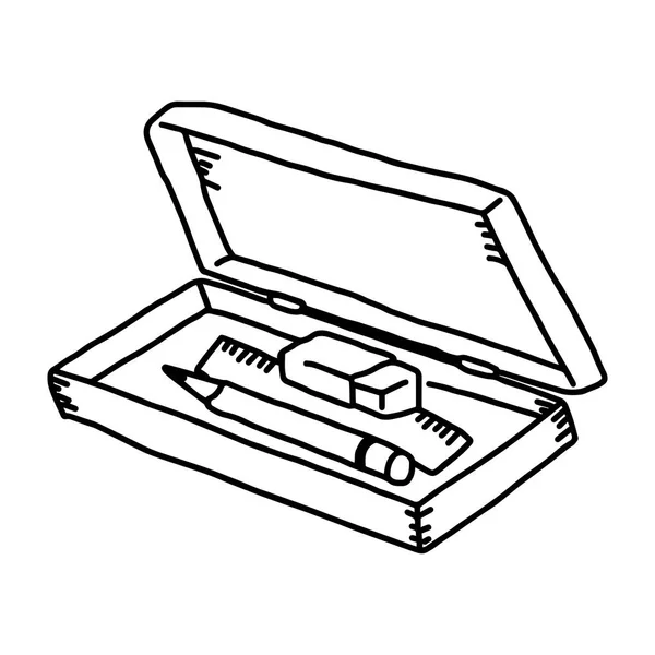 ベクトル イラスト手描きのスケッチ鉛筆ボックス白い背景で隔離の — ストックベクタ