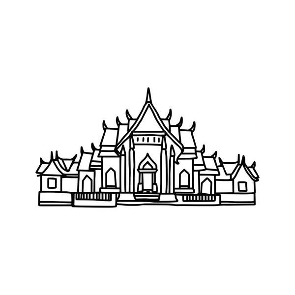 図ベクトル白い背景に分離されたタイの寺院の手描きのスケッチ — ストックベクタ