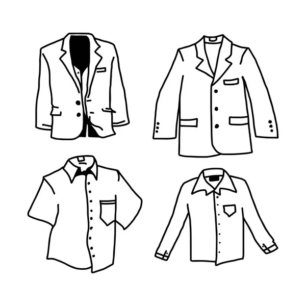 Vectorillustratie hand getrokken schets van shirt set geïsoleerd op witte achtergrond — Stockvector