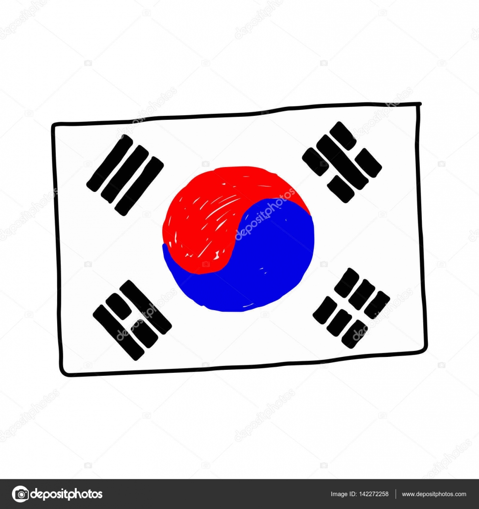 Download South korea flag - illustration vector doodle hand drawn ...