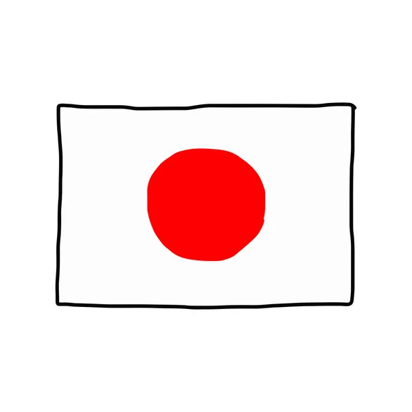 Japon bayrağı - illüstrasyon vektör doodle çizilmiş, izole üzerinde beyaz arka plan el — Stok Vektör