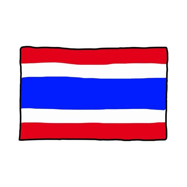 Bandeira tailandesa - ilustração vetor doodle mão desenhada, isolado sobre fundo branco — Vetor de Stock