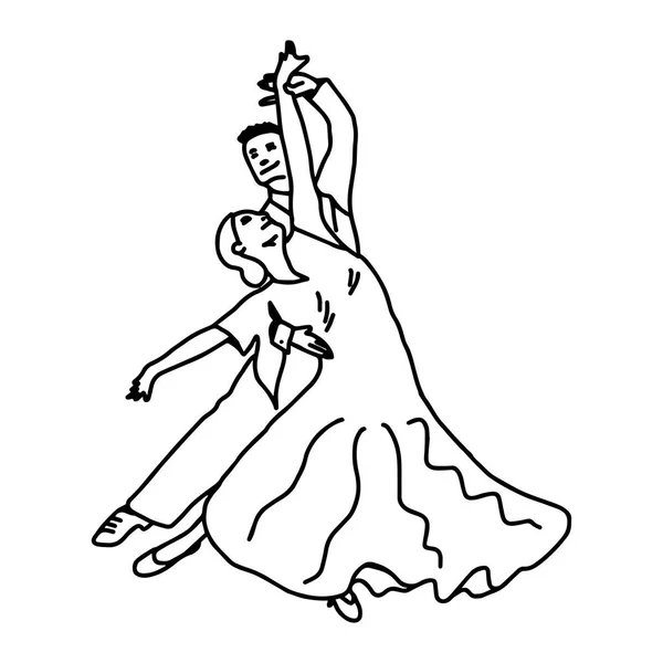 Dança casal - ilustração vetorial esboço mão desenhada com linhas pretas, isolado no fundo branco — Vetor de Stock