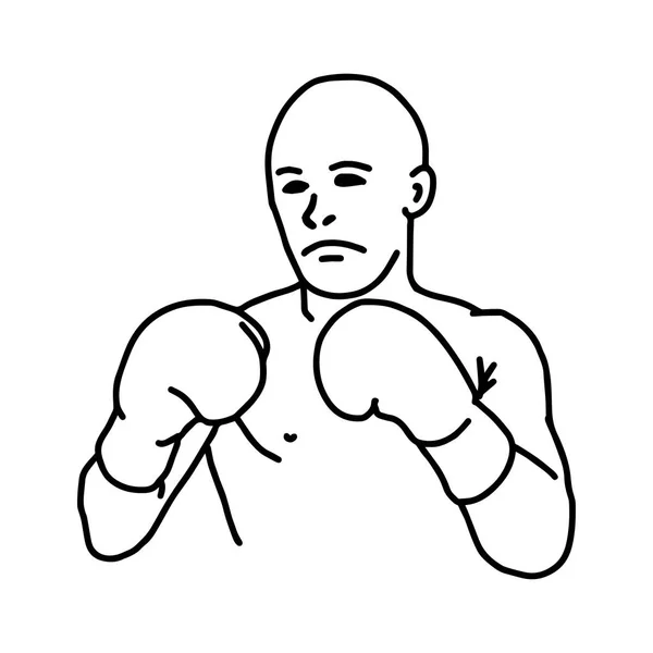 Lutando boxer - ilustração vetorial esboço mão desenhada com linhas pretas, isolado no fundo branco — Vetor de Stock