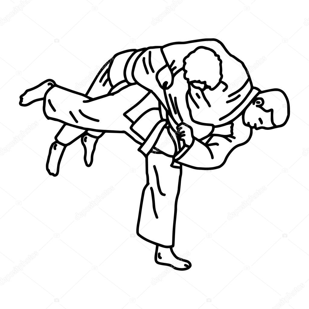 Judo martial art - vector illustration sketch hand drawn ...
