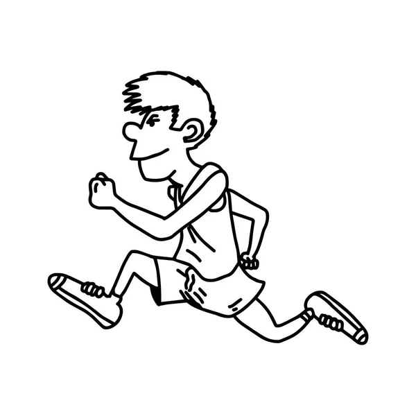 男运动员-矢量图草图手绘与孤立的白色背景上的黑色线条 — 图库矢量图片
