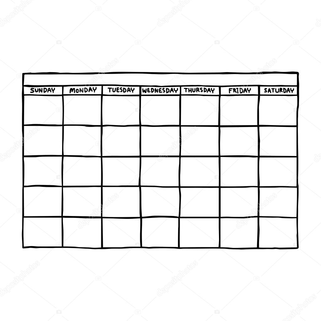 blank calendar - vector illustration sketch hand drawn ...