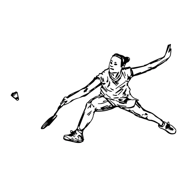 Badmintonspelare göra smash skott - vektor illustration — Stock vektor