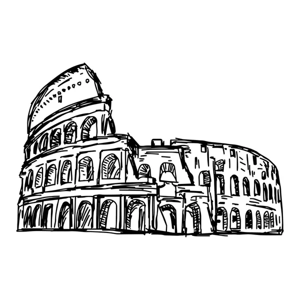 Colosseum - Vektor Illustration Skizze Hand gezeichnet isoliert auf weißem Hintergrund — Stockvektor