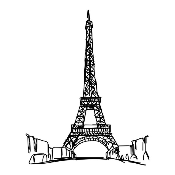 eiffel tower - vector illustration sketch hand drawn isolated on white background