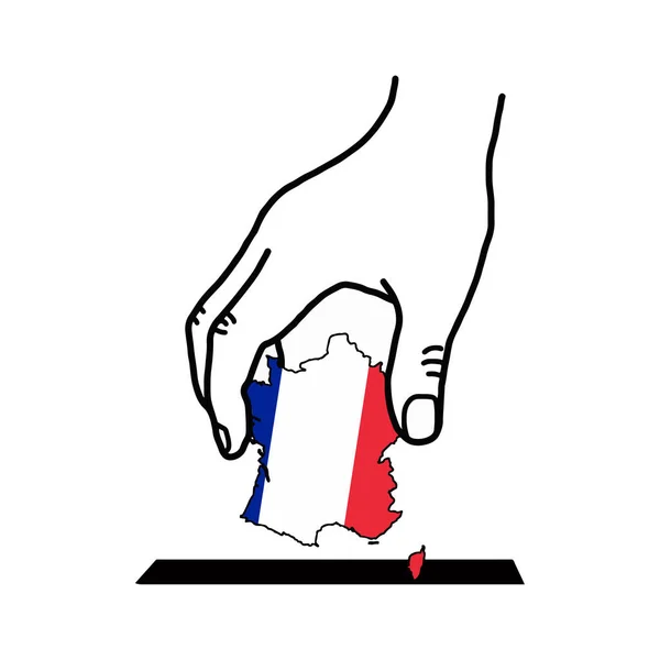 Ручне голосування з картою франшизи з кольоровим прапором Векторні ілюстрації — стоковий вектор