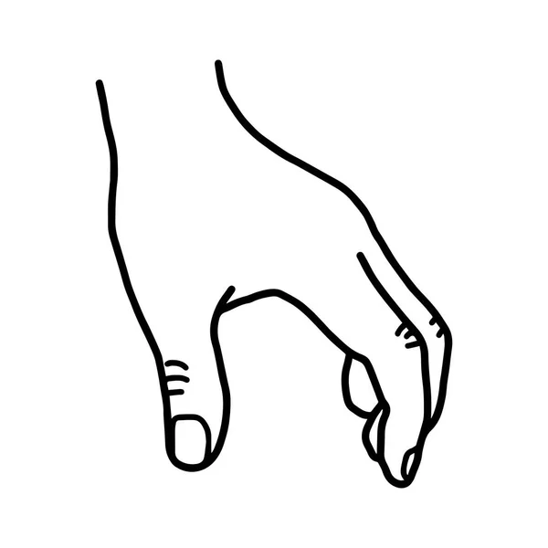 Mão agarrando espaço em branco - ilustração vetorial esboço mão desenhada com linhas pretas, isolado no fundo branco —  Vetores de Stock