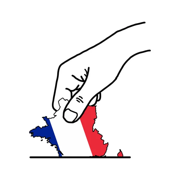 Votação manual com mapa franch com cor bandeira cor vetor ilustração —  Vetores de Stock