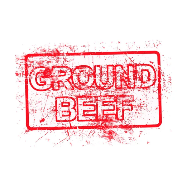 Hackfleisch - roter Gummi-Grungy-Stempel in rechteckig mit schmutzigem Hintergrund Vektor-Illustration isoliert — Stockvektor