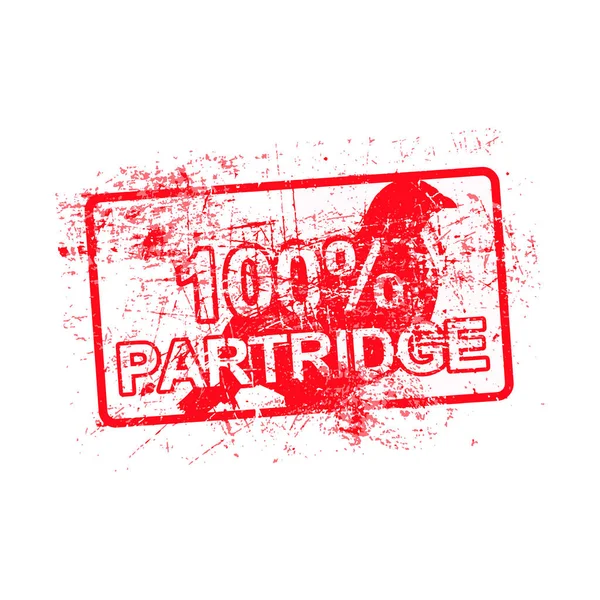 100 per cent PARTRIDGE - red rubber grungy stamp in rectangular with dirty background vector illustration isolated — Stock Vector