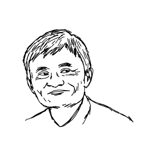 Chiang Rai, Thaiföld - április 25-én: kézzel rajzolt portréja alapító és ügyvezető elnöke Alibaba csoport miklosi 2017. április 25., Chiang rai, Thaiföld. — Stock Vector