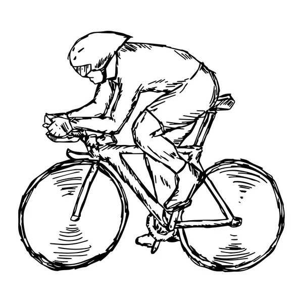 トラック自転車競技 - 白い背景で隔離の黒い線で描かれたベクター イラスト スケッチ手 — ストックベクタ