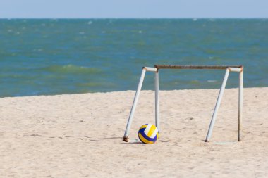 Taşınabilir demir futbol gol sarı Voleybol Beach Tayland ile