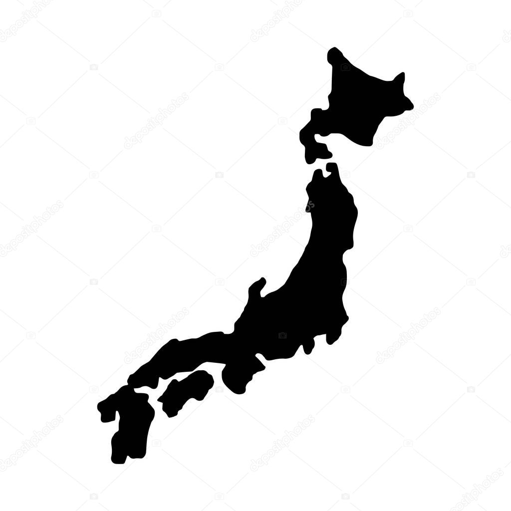 japan map silhouette - vector illustration sketch hand drawn with black lines, isolated on white background