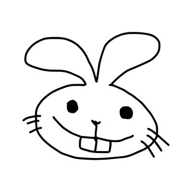 tavşan kafası - vektör çizim elle izole beyaz arka plan üzerinde siyah çizgilerle çizilmiş kroki