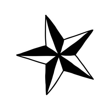 Star - vektör illüstrasyon kroki elle izole beyaz arka plan üzerinde siyah çizgilerle çizilmiş