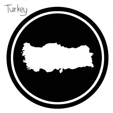 vektör resimde beyaz siyah çemberin üzerinde beyaz arka plan üzerinde izole Türkiye Haritası
