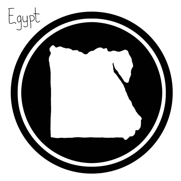 Vektorillustration weiße Landkarte von Ägypten auf schwarzem Kreis, isoliert auf weißem Hintergrund — Stockvektor