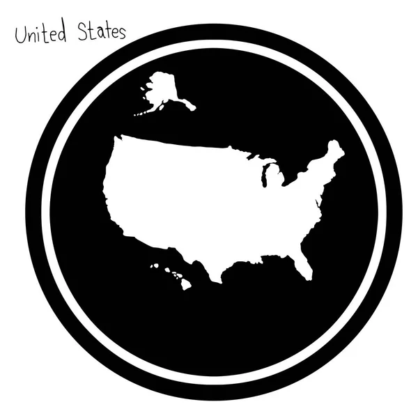米国状態の黒い円は、白い背景で隔離のベクトル イラスト白マップ — ストックベクタ