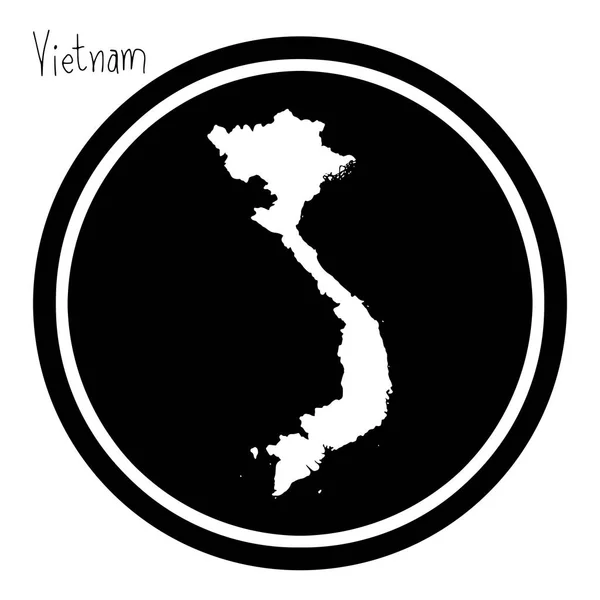 Vektor illustration vit karta över Vietnam den svarta cirkeln, isolerad på vit bakgrund — Stock vektor