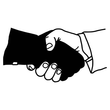 karanlık el ile tehlikeli partner - beyaz arka plan üzerinde izole siyah çizgilerle çizilmiş vektör illüstrasyon kroki el sallayarak el