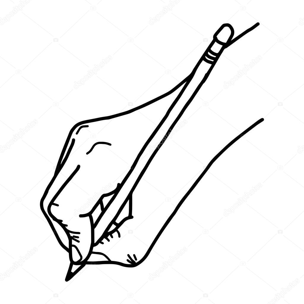 hand writing with pencil - vector illustration sketch hand drawn with black lines, isolated on white background