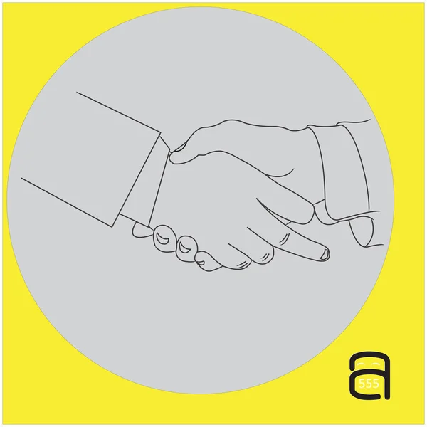Handschlag Geschäftsmann mit Zeigen des Mittelfingers - Vektor Illustration Skizze isoliert auf grauem Hintergrund — Stockvektor