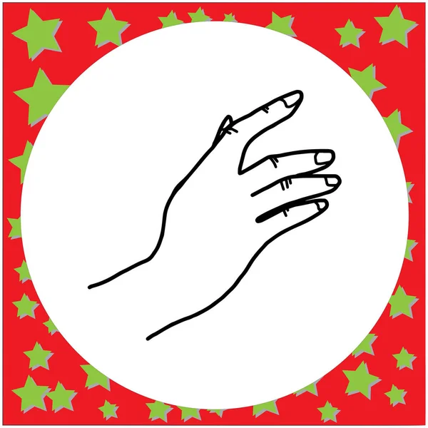 Illustration vectorielle lignes noires de la main d'une femme isolée sur fond blanc — Image vectorielle