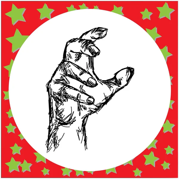 Illustration vectorielle esquisse dessinée à la main avec des lignes noires de la main h — Image vectorielle
