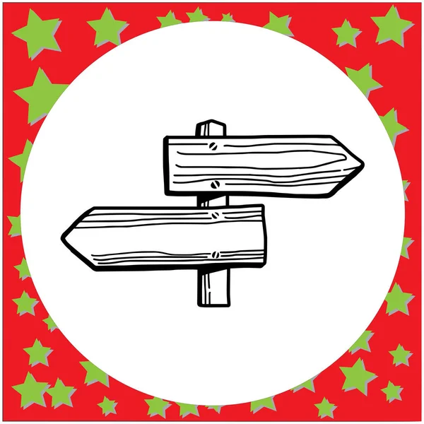 Letrero de madera en blanco con flecha hacia la izquierda y la derecha - ilustración vectorial boceto dibujado a mano con líneas negras, aislado sobre fondo blanco — Vector de stock