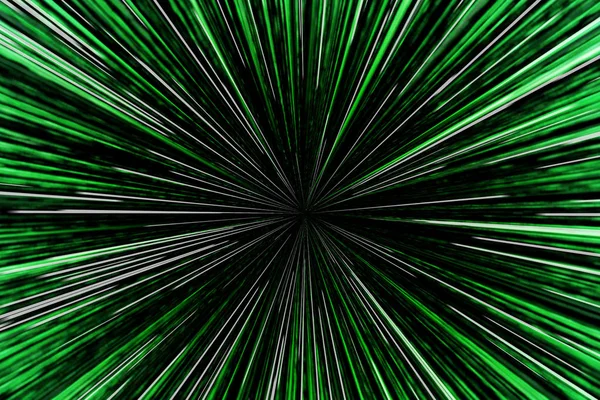 digital green star burst matrix generated in black background, technology concept.
