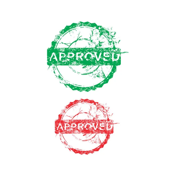 Green and red approved dirty grunge circle stamp vector illustration — Stock Vector