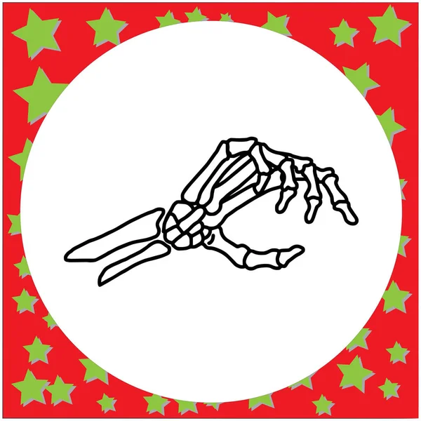 Mão desenhada esqueleto mão segurando cartão invisível vetor ilustração isolado no fundo branco . — Vetor de Stock