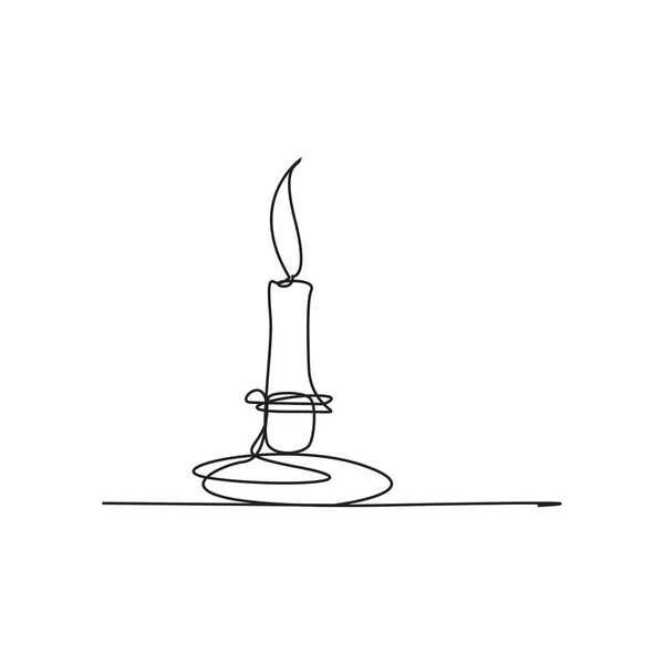蜡烛-黑一个连续的线描矢量图白色背景上孤立 — 图库矢量图片