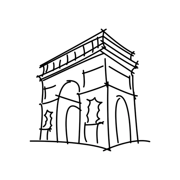 Arc de triomphe black line vector illustration isoliert auf weißem Hintergrund — Stockvektor