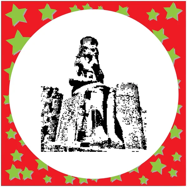卢克索神庙矢量插图孤立在白色背景上的黑色 8 位法老雕像， — 图库矢量图片