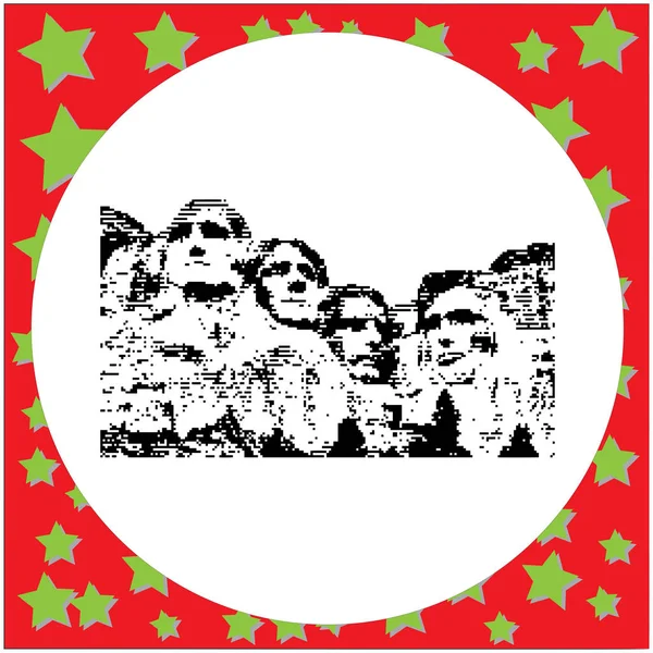 Μαύρο 8-bit όρος Rushmore εικονογράφηση διάνυσμα απομονώνονται σε λευκό φόντο — Διανυσματικό Αρχείο