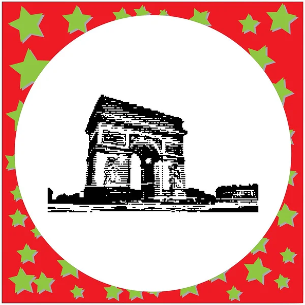 Arc de Triomphe 8 bits noir à Paris Illustration vectorielle isolée sur fond blanc — Image vectorielle