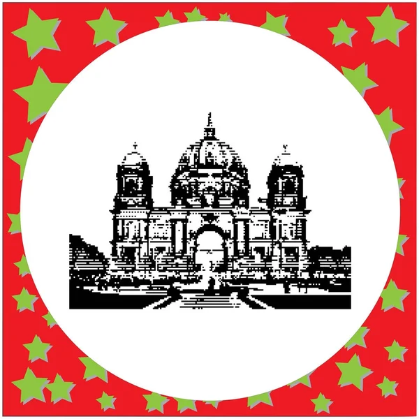 Negro 8-bit Berlin Cathedral Alemania vector ilustración aislado sobre fondo blanco — Vector de stock