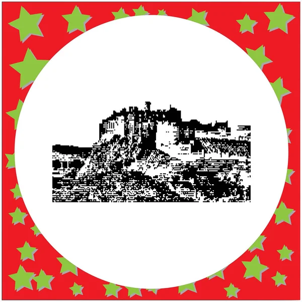 Чорний 8-розрядний Единбурзького замку Векторні ілюстрації ізольовані на білому тлі — стоковий вектор