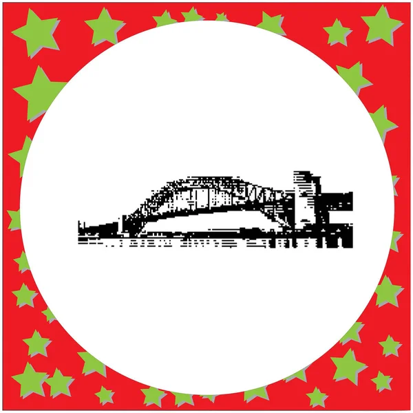 Illustration vectorielle noire 8 bits Sydney Harbor Bridge isolée sur fond blanc — Image vectorielle